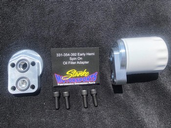 Early Hemi/Donovan Spin-On Billet Aluminum Oil Filter Adapter (392OFA)